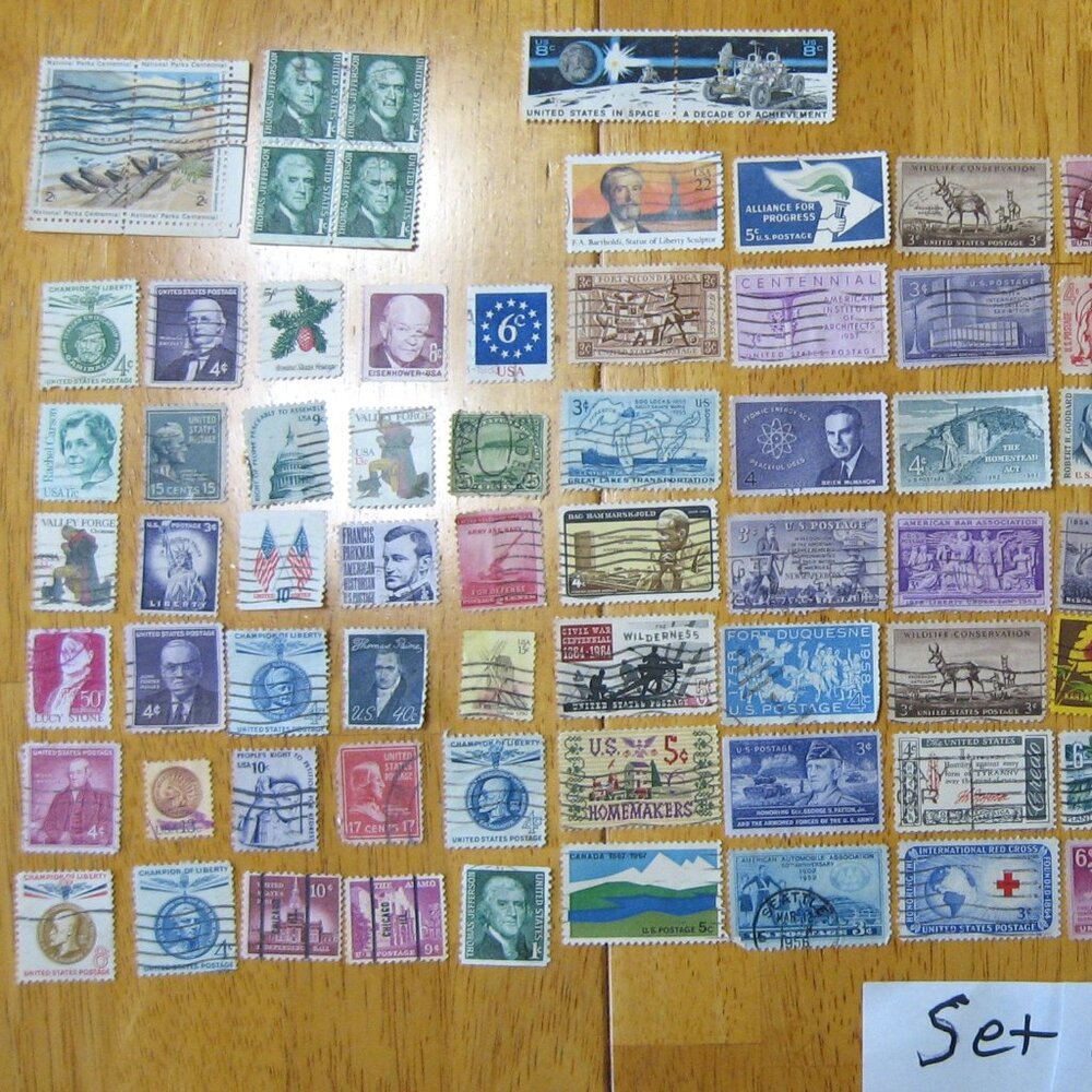 Lot Of 100 Assorted U.S. Stamps mostly from 1950 through 1981